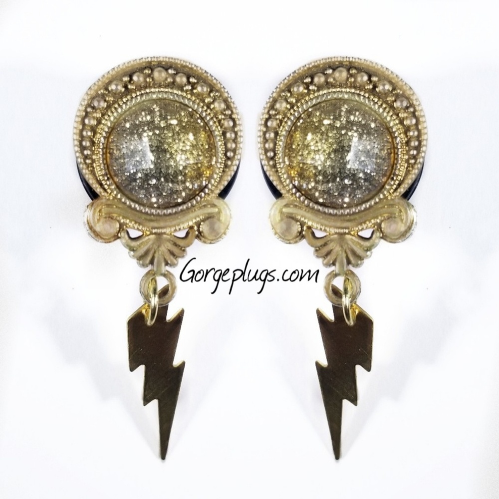 Dainty lightening Bolt Dangle Plugs (0g-1") - Picture 2 of 3